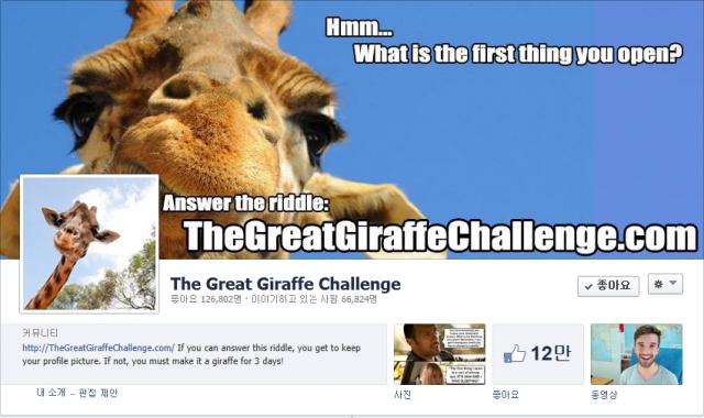     '위대한 기린의 도전(The Great Giraffe Challenge)' 페이스북 페이지
